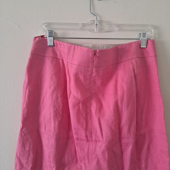J. Crew Pink Women's 100% Linen Knee Length Straight Skirt with Lining -10 - Picture 5 of 11